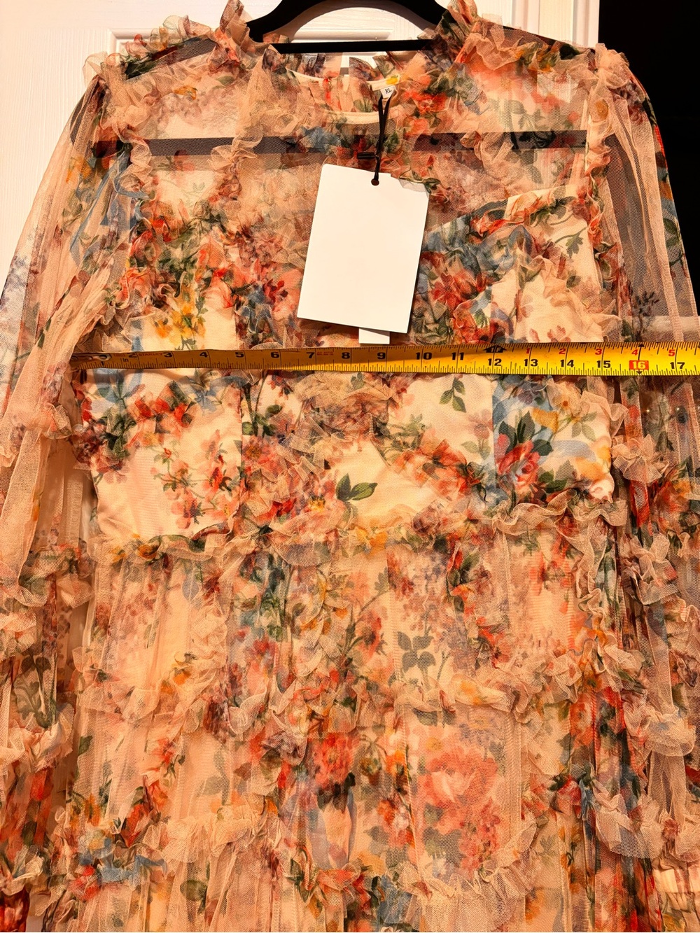 Floral Ruffle Long Sleeve Maxi Dress - Blush Floral - Picture 5 of 7